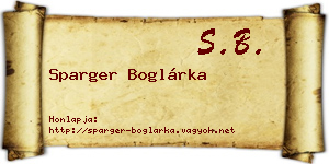 Sparger Boglárka névjegykártya